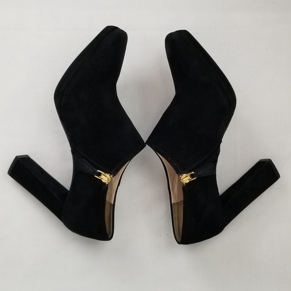 Prada Black Suede Block Heels Ankle Boots 37.5 - Picture 7 of 10